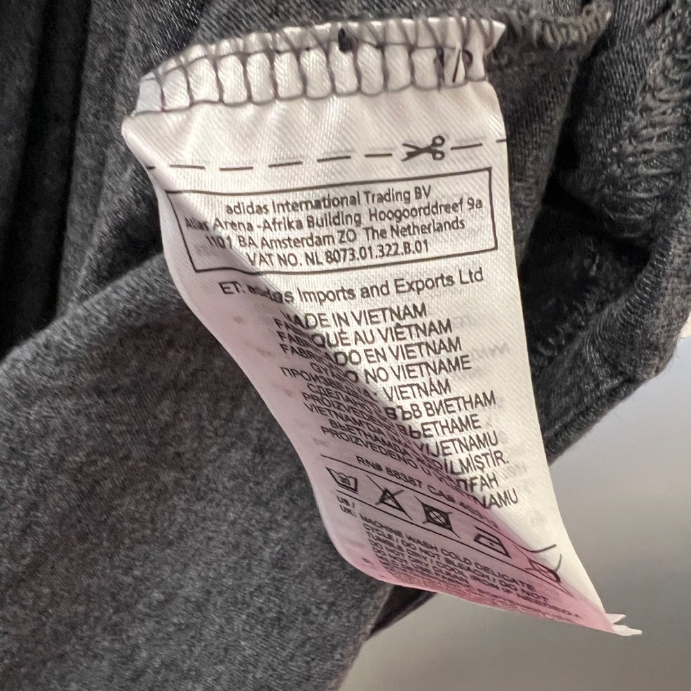 Adidas- Women's Charcoal Gray/White (3) Stripe Long Sleeve Tee with Hoodie - Picture 11 of 11